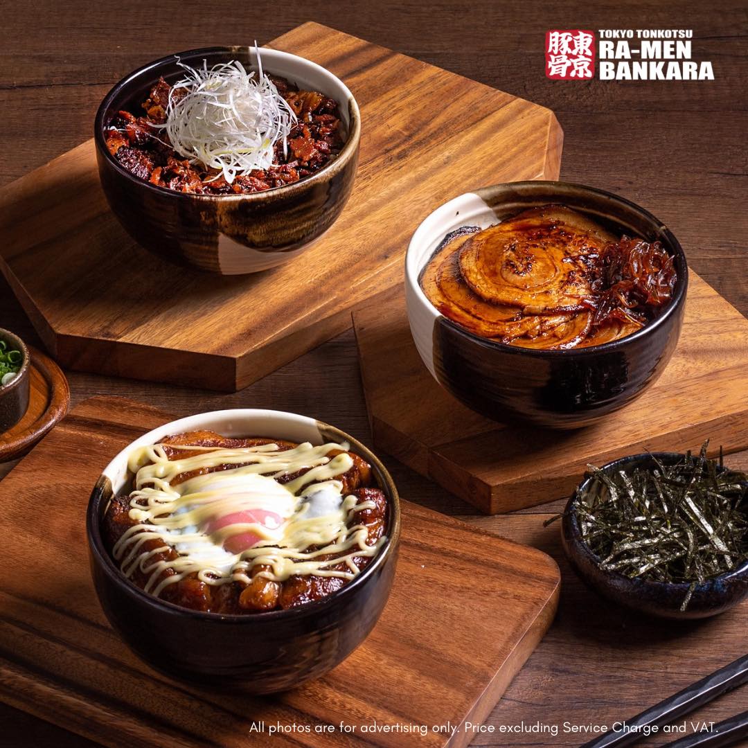 Bankara ❤️ ไม่ได้อร่อย แค่ราเมนน้า "เมนูข้าว" 🍚🐷 อร่อยมากๆ
วันนี้ มาแนะนำ เมนูข้าวของ Bankara ที่เป็น เมนูโปรดของใครหลายๆคน 
Buta Kakuni Don ข้าวหน้าหมูสามชั้นตุ๋นร้อนๆ ที่ใช้เวลาตุ๋นนานจนเปี่อยถึง 3 วัน โรยด้วยงาบด ทานคู่กับไข่ลวก อร่อยลงตัวเมื่อทานคู่กับ มายองเนส ต้นหอมไทย และปิดท้ายด้วยสาหร่ายโนริหั่นฝอย

Negi Buta Meshi ข้าวหน้าหมูชาชูสับ  หมูชาชูสับเป็นลูกเต๋า ชุ่มซอสรสชาติอมหวาน ทานคู่กับข้าวญี่ปุ่นร้อนๆ เสิร์ฟพร้อมต้นหอม ญี่ปุ่น และ โรยด้วยสาหร่ายโนริหั่นฝอย

Aburi Chashu Don ข้าวหน้าหมูชาชูย่าง นำหมูชาชูมาชุบซอส ย่างจนหอม ทานกับข้าวญี่ปุ่นร้อนๆ ทานคู่กับหอมหัวใหญ่ ผัดซอสหวานๆ โรยด้วยต้นหอมไทย (เมนูนี้ มีเฉพาะ สาขา สุขุมวิท 39 ,รังสิต และ ไอคอนสยามน้าาา ) 

Bankara is an authentic ramen franchise from Tokyo, Japan. From our rich, savory broth to perfectly crafted noodles, every bowl delivers the true taste of traditional Japanese ramen. 

Dine in and enjoy the atmosphere, or order delivery and savor the experience at home!

Order Delivery from LINEMAN or Grab
Our branches :

Sukhumvit 39 ,02-662-5162
Open 11:00  Last order 22:30
Close 23:00 (Parking Available)

Paragon 02-610-7716
Open 10:00 Last order 21:30
Closed 22:00

ICONSIAM 02-288-0054
Open 10:00 Last order 21:30
Closed 22:00

Zpell future park rangsit 
02-150-9048
Mon - Thu Open 10:30 
Last order 21:00 close 21:30
FRI Open 10:30 
Last order 21:30 close 22:00 
Sat - Sun open 10:00 
Last order 21:30 close 22:00

#RiceLove
#BankaraDelights
#MustTry
#FoodiesParadise
#PorkPerfection
#JapaneseCuisine
#BangkokEats
#RiceBowlMagic
#EpicureanAdventure
#ChashuDreams
#FoodLovers
#SavoryGoodness
#ButaKakuni
#NegiButaMeshi
#AburiChashuDon
#CulinaryJourney
#FlavorfulBites
#RiceGoals
#YummyInMyTummy
#NomNomNom
#FoodArtistry
#SatisfyYourCravings
#RamenAndBeyond
#DeliciousDiscoveries
#RiceBowlHeaven
#AsianCuisine
#DivineDishes
