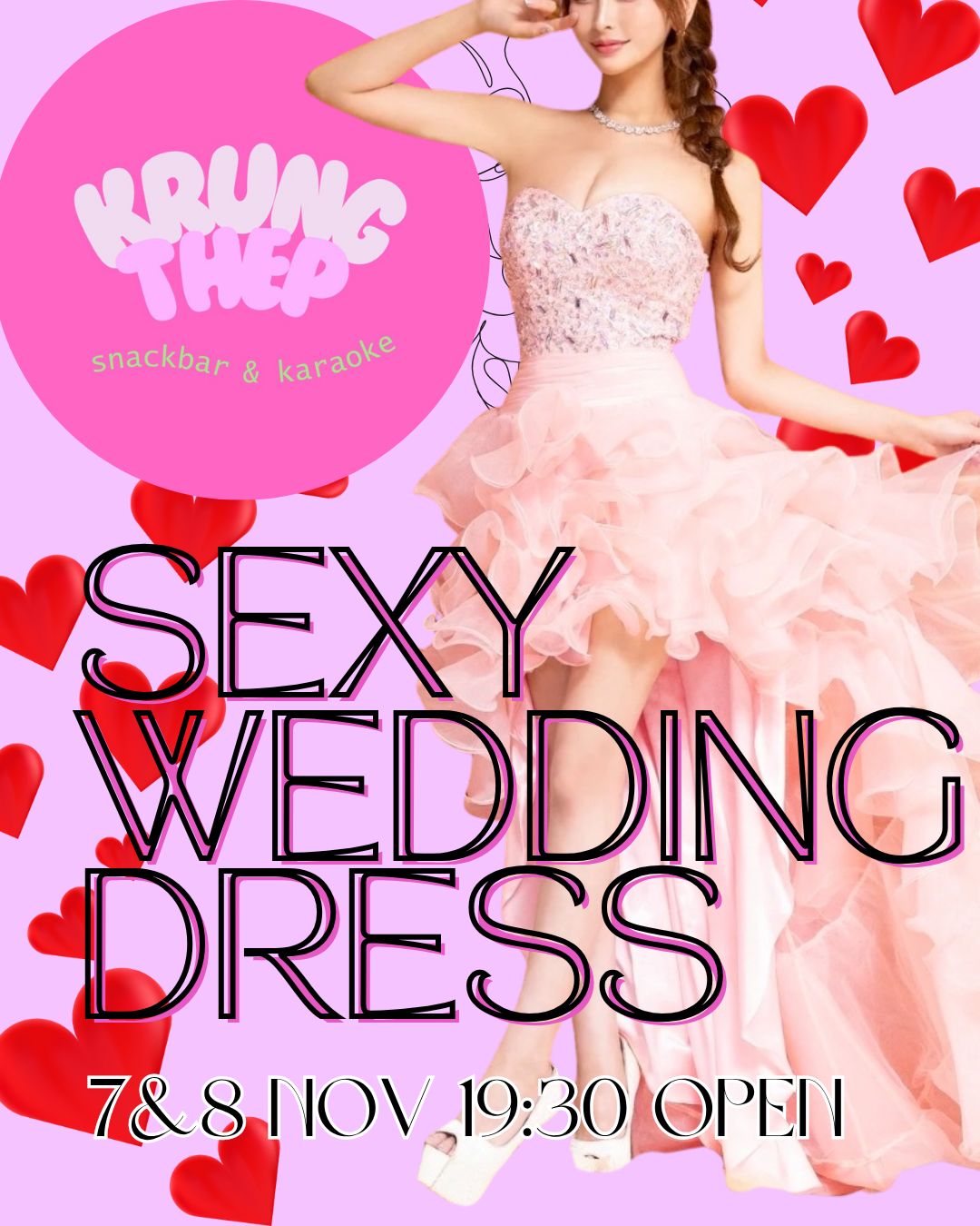 💍 11月7日＆8日は「Sexy Wedding Dress Night」開催💐

でも、今日もすでに楽しい夜が始まってます。
可愛いスタッフたちが笑顔でお出迎え。
Krung Thep（สุขุมวิท41・プロンポン）のスナック＆カラオケで、
一足早く“週末の気分”を味わいませんか？

明日のイベント前に、
ちょっとだけ乾杯していく夜を🍸

📍 Krung Thep Snackbar & Karaoke – Sukhumvit 41, Phrom Phong
🕖 19:30〜癒されるまで


💍 November 7 & 8 – Sexy Wedding Dress Night is coming soon!
But why wait? Tonight’s already full of smiles and laughter.

Join us at Krung Thep (Sukhumvit 41, Phrom Phong)
for a relaxing evening with our lovely staff.
Enjoy great drinks, good vibes, and that pre-weekend feeling.

📍 Krung Thep Snack & Karaoke – Sukhumvit 41, Phrom Phong
🕖 Open from 7:30 PM — until your heart feels at ease

#バンコク
#プロンポン
#クルンテープ
#バンコク駐在
#バンコクナイト
#バンコクカラオケ
#バンコクスナック
#日本語OK
#BangkokNightlife
#PhromPhong
#バンコク飲み
#タイ旅行
#バンコク旅行
#BangkokGirls
#BangkokVibes