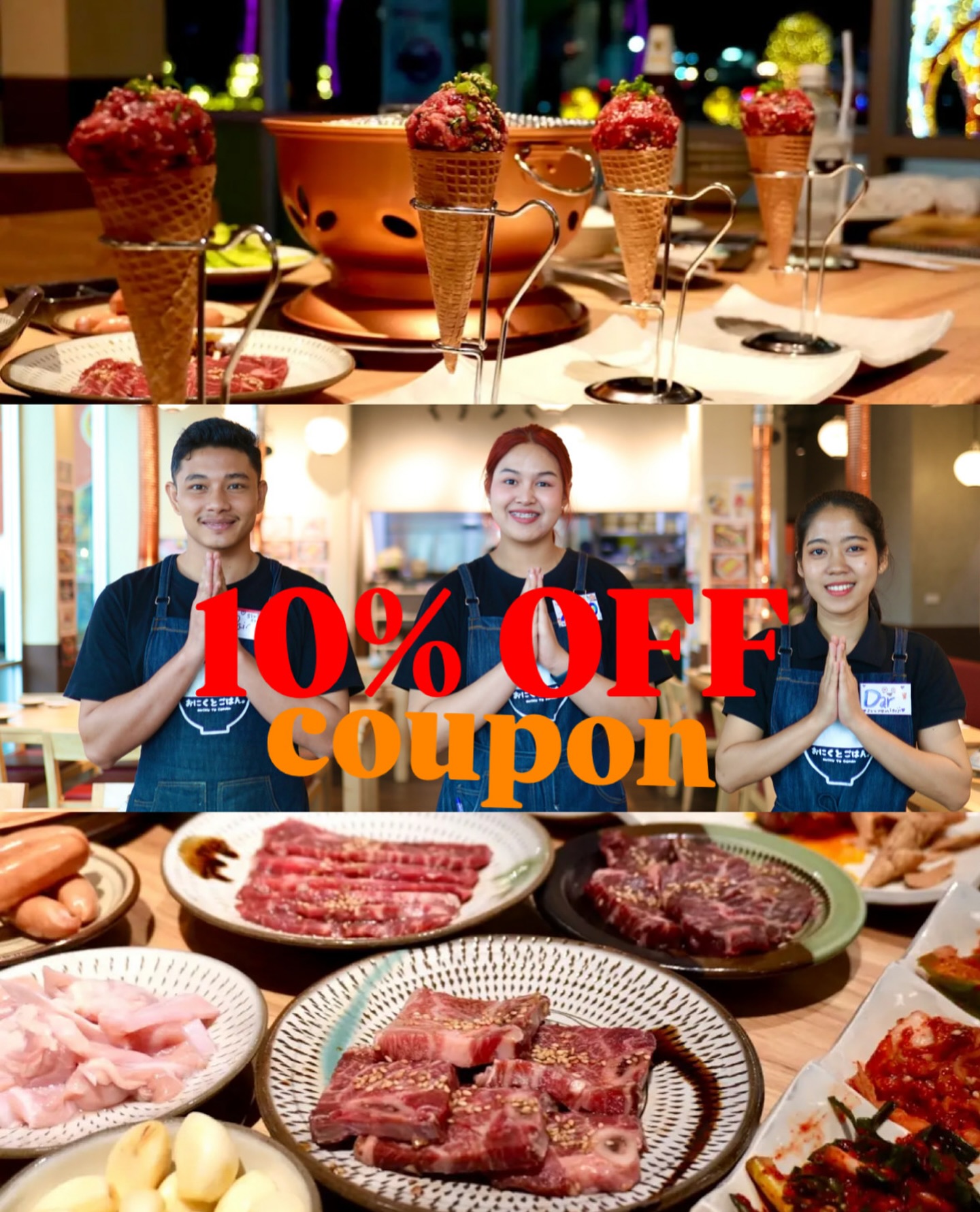 ขอขอบคุณที่ท่านให้การสนับสนุนร้านของเราตลอดมาค่ะ
ขณะนี้ที่สาขาอ่อนนุช มีปัญหาเสียงดังจากเครื่องดูดควัน
ทำให้ลูกค้าอาจไม่สะดวก ต้องขออภัยเป็นอย่างสูงค่ะ 🙇‍♀️

ระหว่างรอการซ่อมแซม ทางร้านขอมอบส่วนลด 10% ให้กับลูกค้าทุกท่านค่ะ

※ (เฉพาะสาขาอ่อนนุชเท่านั้น)

ขออภัยในความไม่สะดวก และขอขอบพระคุณที่ยังคงให้การสนับสนุนค่ะ ✨

いつも当店をご利用頂きありがとうございます。
現在、オンヌット店では換気扇の騒音トラブルが発生しており、
お客様にはご不便をおかけしております。深くお詫び申し上げます。🙇‍♀️

修理が完了するまでの間、当店ではお客様全員に 10％の割引 をご提供いたします。

※（オンヌット店限定）

ご不便をおかけいたしますが、引き続きご愛顧いただき、誠にありがとうございます。✨