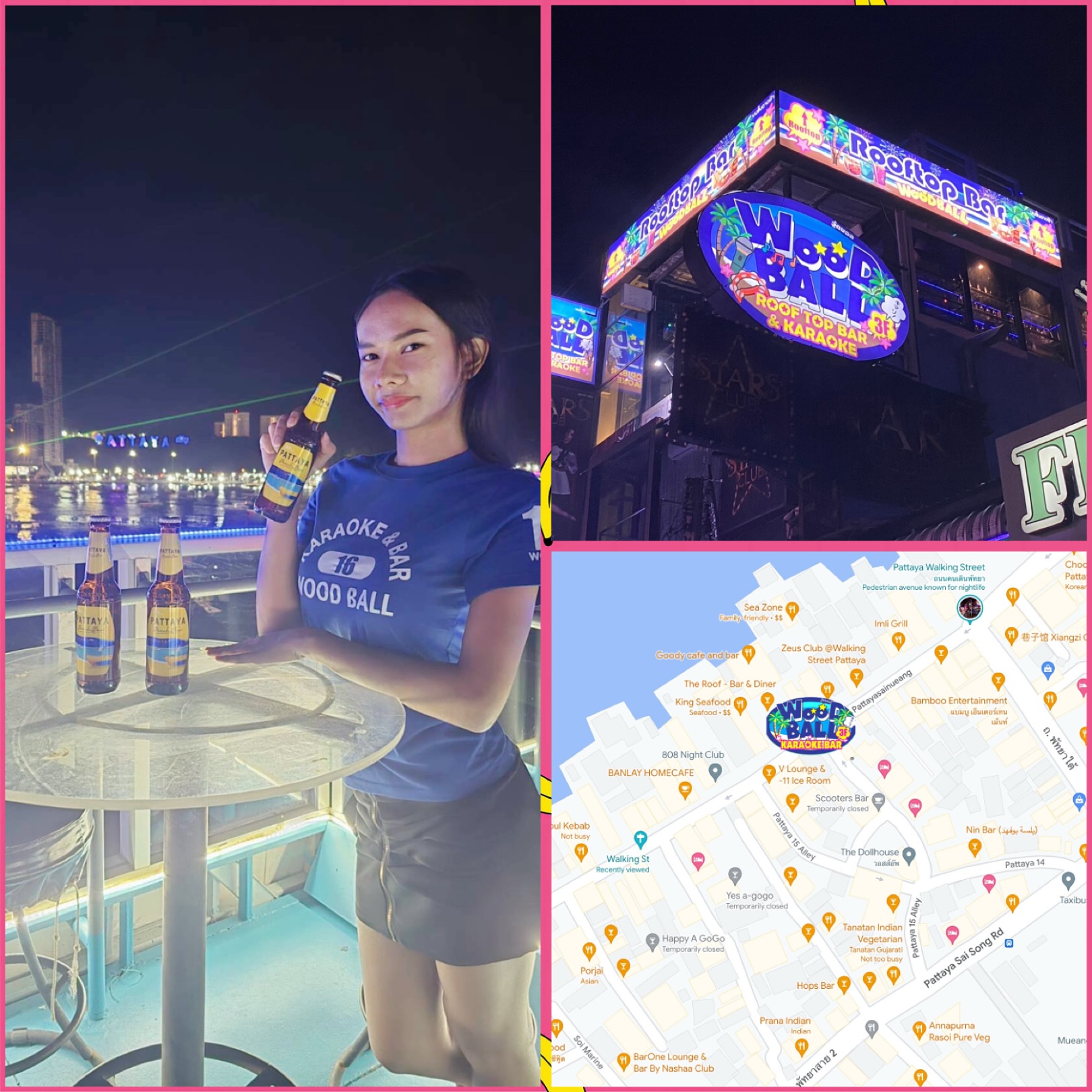 Hi everyone! Come join us tonight for drinks and karaoke at Woodball Pattaya. We now have the delicious Pattaya Beach Beer! Our karaoke system has many songs to choose from! Conveniently located on Walking Street, we offer the one and only rooftop bar in the vicinity. See you soon! 😀