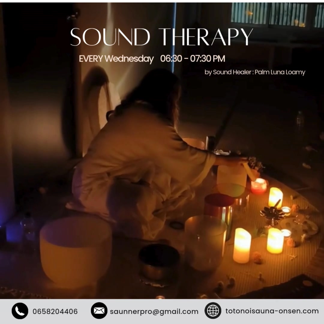 ✨ Immerse yourself in the healing power of sound ✨
Rebalance your body and mind through Sound Therapy with Palm Luna Loamy — a one-hour session of pure relaxation surrounded by warm sauna and calming onsen vibes. 🌿
Only 10 seats available, book now before it’s gone!
📍Totonoi Sauna and Spa
🗓 every Wednesday | 06:30 – 07:30 PM
💸 1,250 THB
#SoundTherapy #onsen #ออนเซน #สปา #spa #ซาวน่า #sauna #ขันธิเบต  #WellnessJourney #HealingVibes #MindfulMoments #OnsenExperience #BangkokWellness #SoundHealing #RelaxAndRebalance #SaunaAndSpa