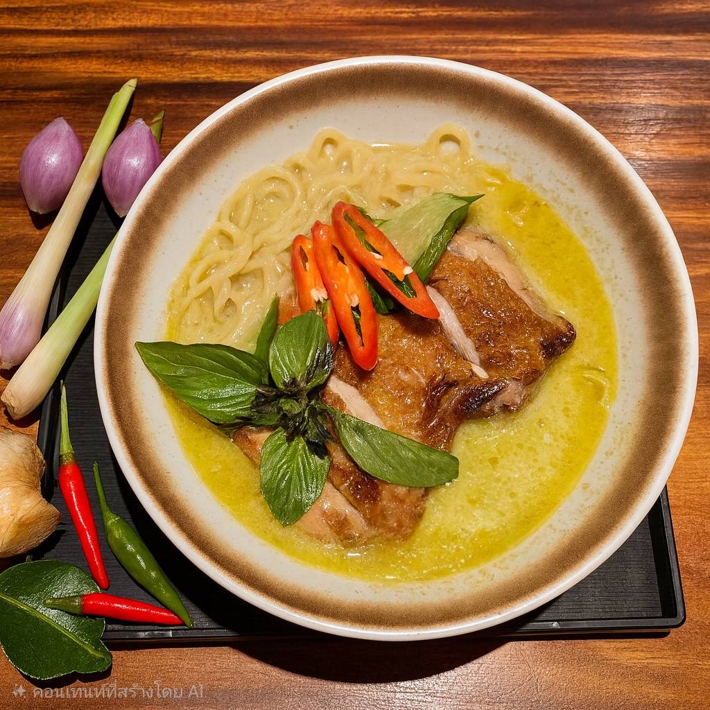 ลองเปิดประสบการณ์ใหม่กับเมนูสุดพิเศษที่รวมความอร่อยจากสองวัฒนธรรม เข้ากันได้อย่างลงตัวใน “ราเมงแกงเขียวหวานไก่ย่าง” 🍜🌿 เมนูนี้ออกแบบมาเฉพาะสำหรับลูกค้าที่ไม่ทานหมู โดยนำรสชาติเข้มข้นจากเครื่องแกงไทยมาปรุงเข้ากับเส้นราเมงเหนียวนุ่มของญี่ปุ่น เสิร์ฟพร้อมไก่ย่างหอมกรุ่นที่ผ่านการหมักและปรุงด้วยความพิถีพิถัน ทุกคำที่ละเลียดจะสัมผัสได้ถึงความละมุนที่ไม่เหมือนใคร ซึ่งเป็นการร่วมสร้างสรรค์ของเชฟไทยและเฮดเชฟจากญี่ปุ่น 🎌👩‍🍳👨‍🍳 เหมาะสำหรับทั้งมื้อกลางวันและมื้อค่ำ หรือในโอกาสพิเศษที่คุณอยากสัมผัสรสชาติที่ไม่ธรรมดา อย่าพลาดโอกาสมาพิสูจน์ความพิเศษนี้ด้วยตัวคุณเอง ✨✅ เชิญมาลองลิ้มรสแล้วจะติดใจ ท่านสามารถสัมผัสประสบการณ์นี้ได้แล้ววันนี้

新しい体験をしてみませんか？二つの文化のおいしさを絶妙に融合させた特別メニュー 「グリーンカレー焼き鳥ラーメン」🍜🌿 このメニューは豚肉を食べないお客様のために特別にデザインされており、タイの濃厚なカレーペーストの味わいを、日本のもちもちとしたラーメン麺に合わせました。丁寧に漬け込んで焼き上げた香ばしい焼き鳥をトッピングし、一口ごとに他にはないまろやかさを感じられます。これはタイのシェフと日本のヘッドシェフが共同で創造した一品です🎌👩‍🍳👨‍🍳 ランチにもディナーにも、または特別な日にいつもと違う味を体験したい時にもおすすめです。この特別な機会をぜひご自身で確かめてみてください ✨✅ ぜひ一度ご賞味いただき、きっと気に入っていただけます。この体験は本日よりご提供しております。

Try a new experience with our special menu that perfectly blends deliciousness from two cultures in "Grilled Chicken Green Curry Ramen" 🍜🌿. This menu is specially designed for customers who don't eat pork, combining the rich flavors of Thai curry paste with chewy and soft Japanese ramen noodles. It is served with fragrant grilled chicken that has been carefully marinated and cooked. Every bite delivers a unique tenderness, a collaborative creation by Thai chefs and the Japanese head chef 🎌👩‍🍳👨‍🍳. Suitable for both lunch and dinner, or for any special occasion when you want to taste something extraordinary. Don't miss your chance to try out this special dish for yourself ✨✅. Come and try it, and you'll fall in love. You can enjoy this experience starting today.

#อาหารไทย
#อาหารญี่ปุ่น
#ราเมง
#ไม่ทานหมู
#ฟิวชั่น
#แกงเขียวหวาน
#อาหารพิเศษ
#ไก่ย่าง
#เชฟไทย
#เชฟญี่ปุ่น