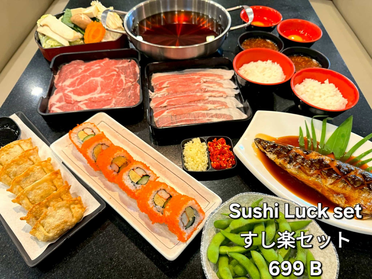 ชุด Sushi Luck Set หรือชาบูหมอไฟ ที่ให้คุณได้สำผัสกับน้ำซุปเข้มข้นพร้อมเนื้อและผักสดใหม่ 😍🍣🥢

🥦🥩 แต่ละคำที่ได้ทานจะพาคุณก้าวสู่การผจญภัยในโลกของรสชาติที่ไม่เคยสัมผัสมาก่อน 🛤️

ไม่ว่าคุณจะเป็นแฟนของซูชิ หรือ ชาบู ที่นี่เราพร้อมเสิร์ฟทุกความต้องการของคุณ 😊 มาสนุกสนานพร้อมเพื่อนฝูงหรือคนสำคัญของคุณในบรรยากาศที่อบอุ่นและเป็นกันเอง ❤️

                                         

Sushi Luck Setセットまたはしゃぶしゃぶ鍋で、濃厚なスープと新鮮な肉や野菜を味わっていただけます😍🍣🥢

🥦🥩 一口ごとに、今まで体験したことのない味の冒険へとあなたを誘います🛤️

あなたが寿司好きでもしゃぶしゃぶ好きでも、ここではあなたのすべてのご要望にお応えします😊 大切なご友人やパートナーと、温かくアットホームな雰囲気の中でお楽しみください❤️

Sushi Luck Set or Shabu Hotpot Set that lets you experience rich broth with fresh meat and vegetables 😍🍣🥢

🥦🥩 Every bite you take will lead you on an adventure in a world of flavor you've never experienced before 🛤️

Whether you're a fan of sushi or shabu, here we're ready to serve your every need 😊 Come enjoy with friends or your loved ones in a warm and friendly atmosphere ❤️

#SushiLuckSet
#ซูชิ
#ชาบู
#อาหารญี่ปุ่น
#JapaneseFood
#สายหวานต้องลอง
#ฟินสุดๆ
#ย่อยง่าย
#ประสบการณ์อาหารเด่น
#ที่ต้องลอง
#ความสุขในการทาน
#จุดนัดพบของคนรักซูชิ
#เมนูพิเศษ
#อาหารรสดี
#อาหารแนะนำ
#เจแปนเฟสติวัล
#ทานแล้วติดใจ