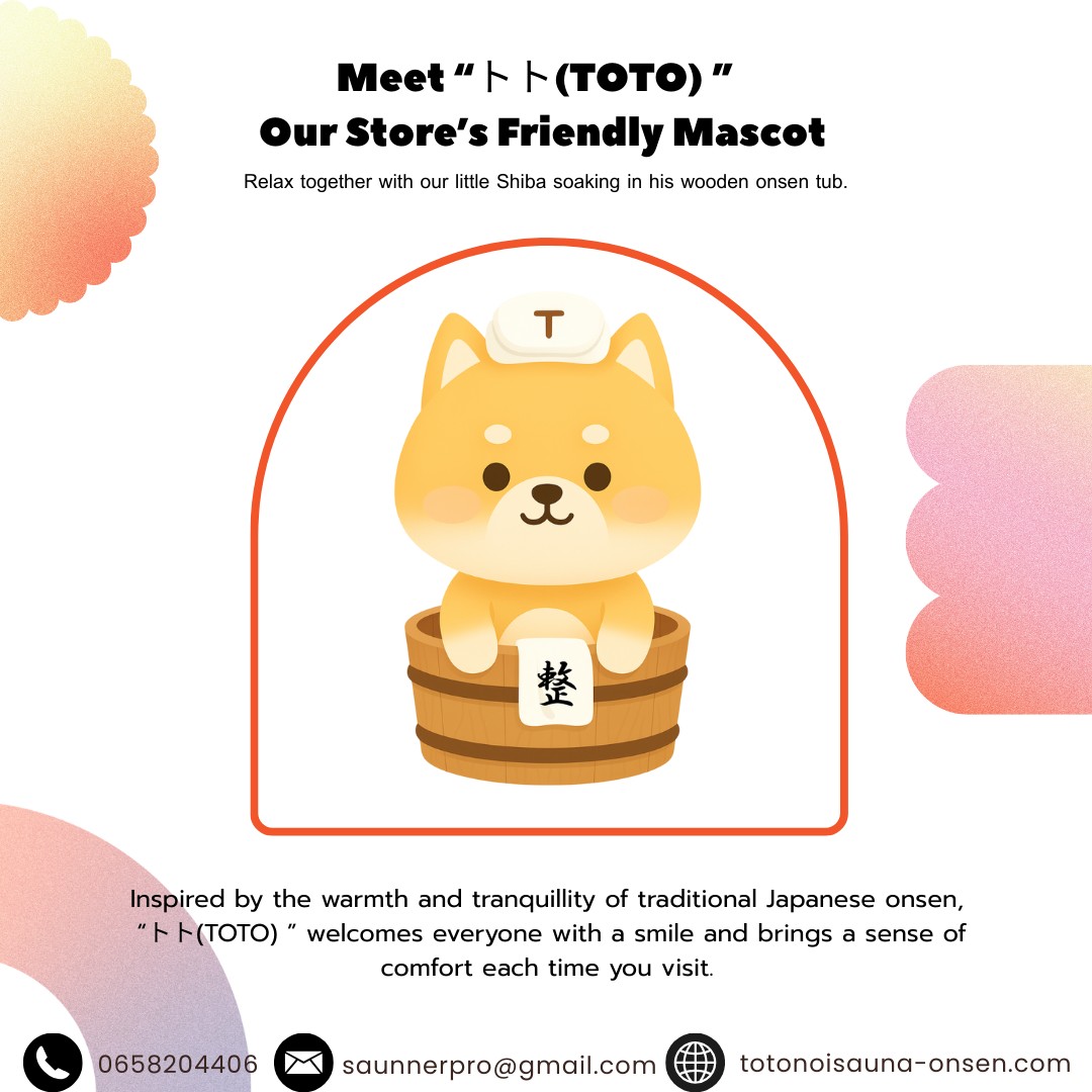Inspired by the warmth and tranquillity of traditional Japanese onsen,
“TOTO” welcomes everyone with a smile and brings a sense of comfort each time you visit.

#spa #onsen #sauna #สปา #ออนเซ็น #ซาวน่า