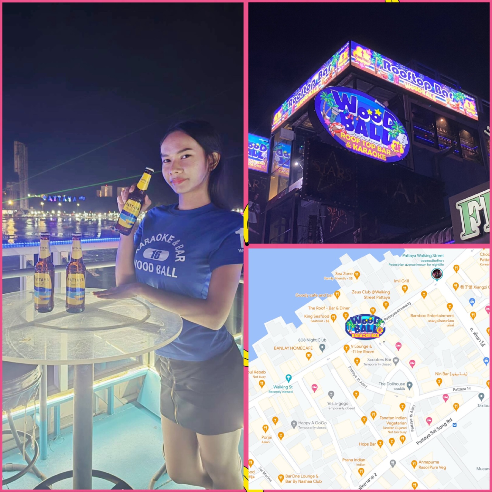 Hi everyone! Come join us tonight for drinks and karaoke at Woodball Pattaya. We now have the delicious Pattaya Beach Beer! Our karaoke system has many songs to choose from! Conveniently located on Walking Street, we offer the one and only rooftop bar in the vicinity. See you soon! 😀