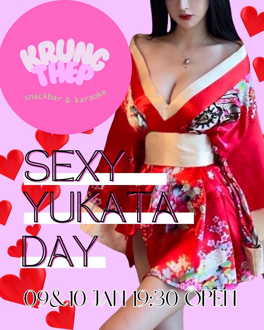 今日は金曜日、週末スタート🔥
昨日に引き続き、新年会プロモーションあり。

バンコク・スクンビットエリア
Sukhumvit 41 / Phrom Phong にある
スナック＆カラオケ「Krung Thep」では、
今夜はセクシー浴衣スタイルでお迎えします👘✨

バー感覚で一杯、カラオケで盛り上がるのもOK。
金曜日らしい高揚感のある夜を、ここで。

夜の予定、そろそろ決めておきませんか？

📍 Sukhumvit 41, Phrom Phong, Bangkok
🕖 19:30〜

It’s Friday — the weekend starts now 🔥
Our New Year gathering promotion continues from yesterday.

At Krung Thep, a snack bar & karaoke located in
Sukhumvit 41, Phrom Phong, Bangkok,
tonight features a sexy yukata style 👘✨

Enjoy drinks like a bar or sing karaoke —
a perfect Friday night atmosphere.

Time to plan your night.

📍 Sukhumvit 41, Phrom Phong, Bangkok
🕖 From 7:30 PM

#BangkokNightlife
#PhromPhong
#Sukhumvit41
#KrungThep
#BangkokSnackBar
#BangkokKaraoke
#BangkokGirls
#FridayNightBangkok
#TGIFBangkok
#バンコク金曜日
#プロンポン飲み
#バンコク駐在
#曼谷夜生活
#曼谷喝酒
#bangkokweekend