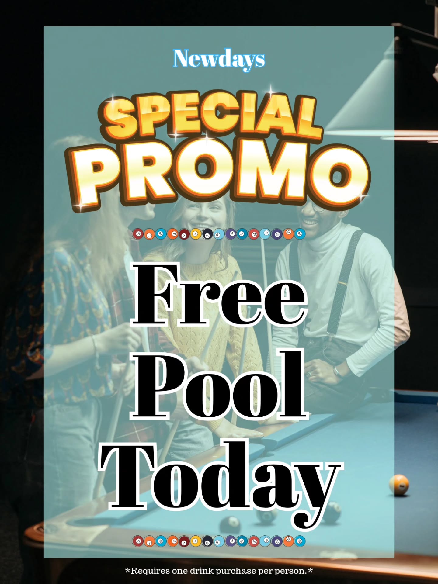 月曜日はNewdaysでゆったりスタート🎱 
バンコク・スクンビット、プロンポンエリアにあるバーNewdaysは、ビリヤードが楽しめる大人のナイトスポット。 
今日はビリヤード無料で、仕事終わりの一杯や友人との軽い飲みにもぴったりです。

Start your Monday night at Newdays 🎱 
Located in the Phrom Phong area of Sukhumvit, Bangkok, Newdays is a bar where you can enjoy billiards in a relaxed atmosphere. 
Tonight, billiards is free — perfect for after-work drinks or a casual night out with friends.

周一就在Newdays轻松开启夜晚🎱 
Newdays位于曼谷素坤逸、澎蓬区域，是一家可以享受台球的酒吧。 
今晚台球免费，非常适合下班后来喝一杯，或和朋友轻松聚会。

#BangkokBar
#Sukhumvit
#PhromPhong
#BilliardsBar
#newdays