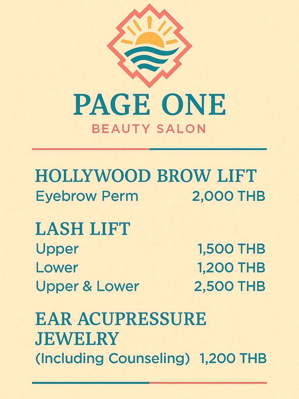 PAGEONE มีบริการเจาะหูเพชร, ทำคิ้วดัด และทำขนตาดัด💎

เจาะหูเพชรไม่เพียงแต่สวยงาม แต่ยังช่วยให้ผ่อนคลายและยกกระชับได้ด้วย แนะนำเลย💖

การทำคิ้วดัดและขนตาดัดจะช่วยลดเวลาในการแต่งหน้าทุกวัน แนะนำมากๆ ค่ะ☺️

ตอนนี้เรามีโปรโมชั่นพิเศษลด 10% สำหรับทุกเมนู✨ อย่าพลาดโอกาสนี้นะคะ💓

สุขภาพ · ความงาม

ร้านบิวตี้ซาลอนส่วนตัวแบบจองล่วงหน้าเท่านั้น ตั้งอยู่ที่ Phrom Phong
เราให้บริการแบบพรีเมียม โดยดูแลลูกค้าแต่ละท่านอย่างใส่ใจ
ในคอนเซ็ปต์e
“การทำทรีตเมนต์ระดับมืออาชีพ × ราคาที่เข้าถึงได้”

ให้บริการ
・ดัดคิ้ว (Eyebrow Perm)
・ดัดขนตา (Lash Perm)
・จุดกดหู (Ear Acupressure)

สามารถจองคิวได้ทาง LINE
หรือโทรศัพท์ 098-473-2021 😊

PAGEONEでは耳ツボジュエリー、眉毛パーマ、そしてまっ毛パーマの施術が可能です💎

耳ツボジュエリーはおしゃれだけでなく、リラックス効果リフトアップ効果もあるのでおすすめです💖

眉毛パーマとまつ毛パーマで、毎日のメイク時間を短縮できるのでおすすめです☺️

LINEまたは電話0984732021で予約できます（ショートメッセージでも大丈夫です）💡
ご連絡をお待ちしています✨

皆さまのご来店を心よりお待ちしております😊