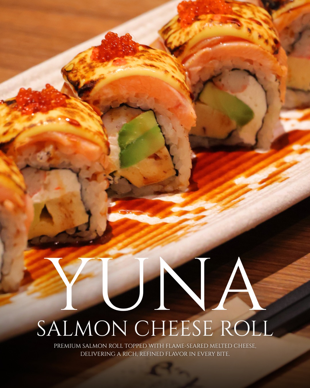 Our Salmon Cheese Roll features premium salmon topped with flame-seared melted cheese, perfectly balancing rich creaminess and natural sweetness for a refined sushi experience. 🧀🍣

แซลมอนชีสโรล คัดแซลมอนสดคุณภาพ วางชีสแผ่นแล้วเบิร์นจนหอมละลาย ผสานความมันของชีสกับความหวานของแซลมอนอย่างลงตัว เรียบหรู แต่รสชาติชัดทุกคำ

#SalmonCheeseRoll #PremiumSushi #FlameSeared #LuxuryTaste #SushiLovers
