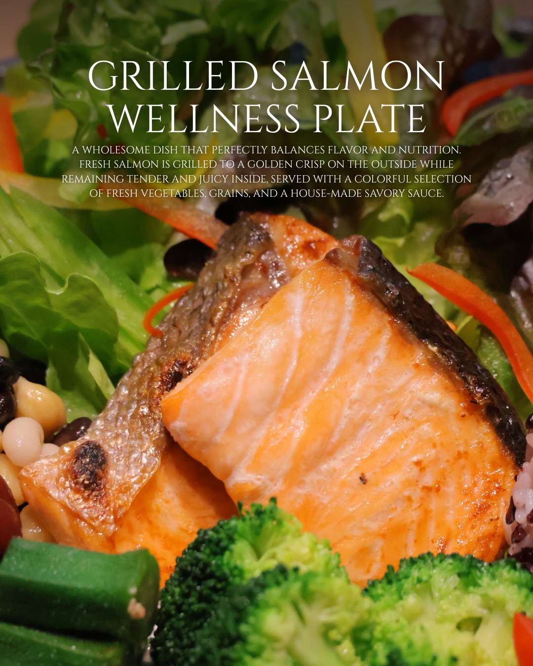 Looking for something delicious and healthy? 🥗✨
Try our Grilled Salmon Wellness Plate — the perfect balance of flavor and nutrition.

Freshly grilled salmon, tender and juicy, served with colorful vegetables, wholesome grains, and our house-made savory sauce. Light yet satisfying, packed with quality protein, healthy fats, and fiber in every bite.

Eat clean, feel good, and enjoy every bite 💚

Grilled Salmon Wellness Plate เมนูที่ทั้งอร่อยและดีต่อร่างกาย ✨
แซลมอนสดย่างหอม ๆ เนื้อนุ่มฉ่ำ เสิร์ฟพร้อมผักสดหลากสี ธัญพืช และซอสสูตรพิเศษรสกลมกล่อม อิ่มกำลังดี ได้ทั้งโปรตีน ไขมันดี และไฟเบอร์ครบ ๆ ในจานเดียว

#HealthyChoice #WellnessPlate #SalmonLovers #EatClean #HealthyLifestyle