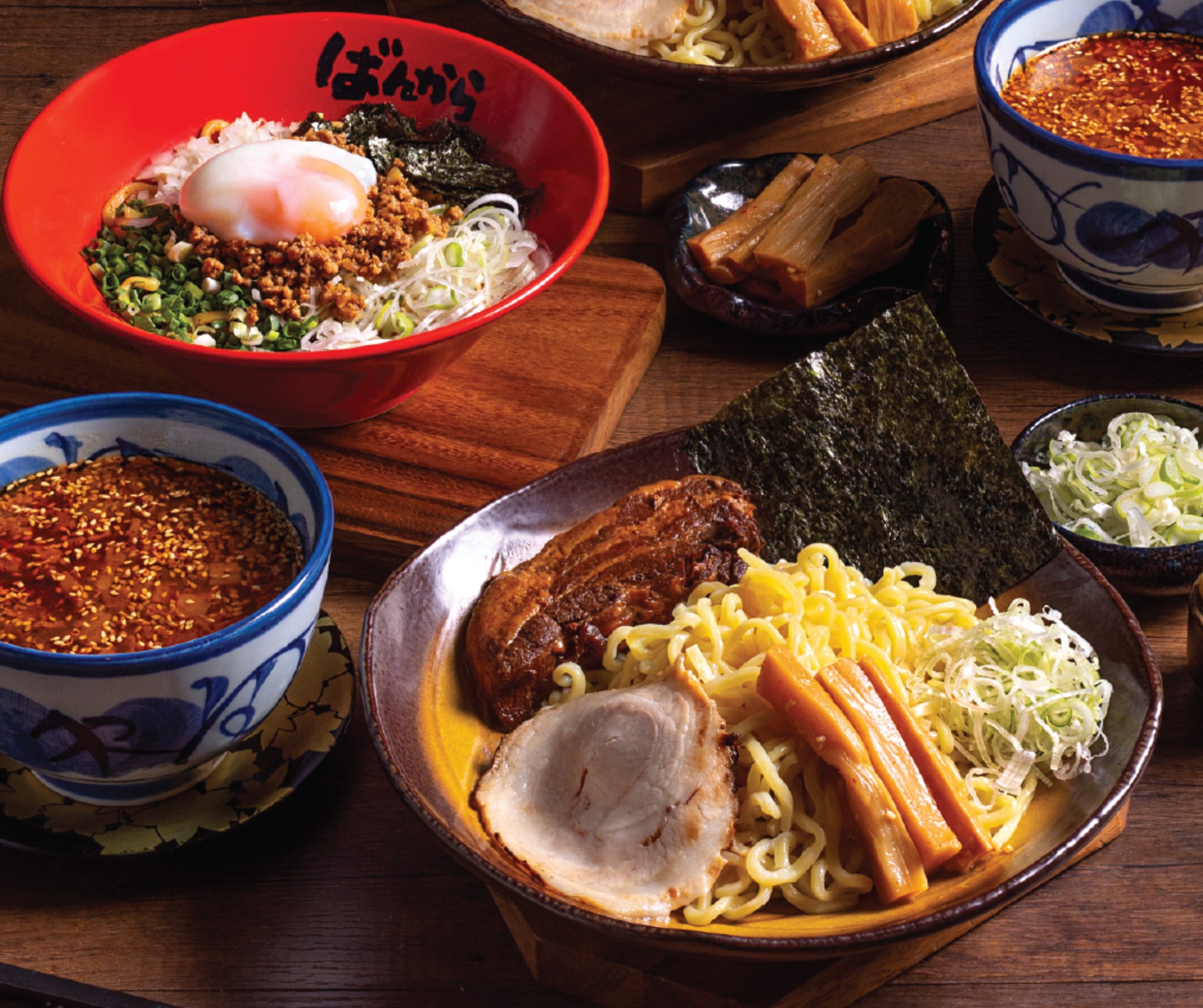 OUR BANKARA's Tsukemen 

Enjoy thick, chewy noodles served separately with our rich and savory dipping broth made from pork bone, chicken, and dried fish stock. Perfectly balanced umami flavors for a deliciously unique Tsukemen experience.

Try it today and taste the difference!

At Bankara Ramen, every dish can be adjusted to reduce oiliness and saltiness. If you prefer a lighter taste, just let our staff know! ❤️