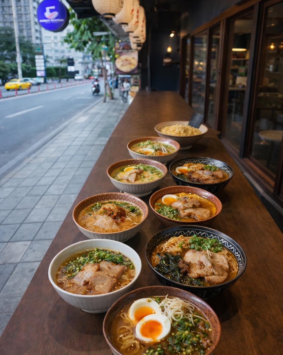 A row of ramen.
A row of stories.
Ramen Mentomi on Thonglor street. 🍜 
#tonglor #ramenbkk #bangkokramen #ramenmentomi