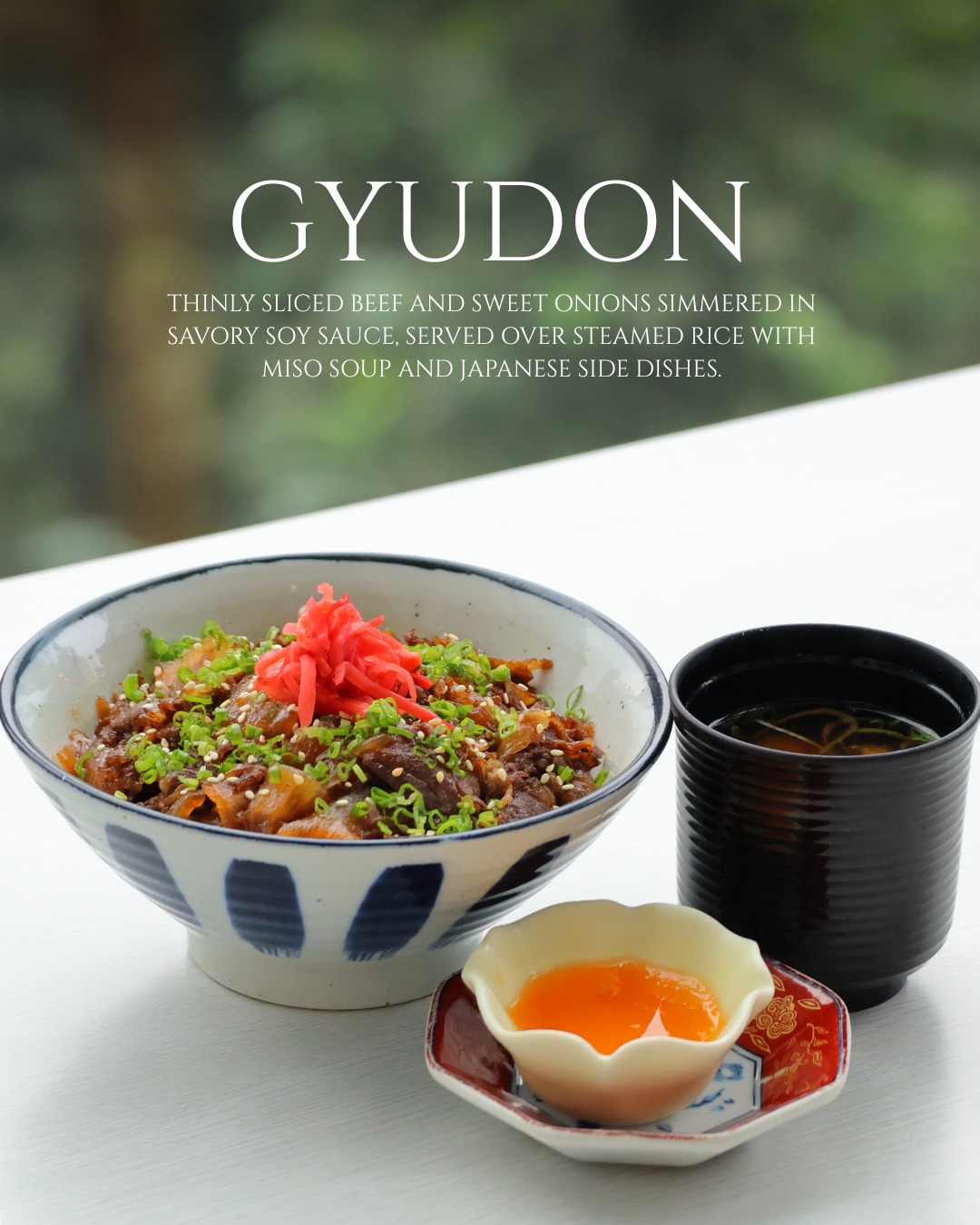 🍚✨ GYUDON – A Japanese Comfort Classic!
Tender thinly sliced beef simmered with sweet onions in savory soy sauce, served over fluffy rice with miso soup and traditional sides 🇯🇵 

ข้าวหน้าเนื้อสไตล์ญี่ปุ่น เนื้อนุ่มสไลซ์บาง เคี่ยวกับหัวหอมในซอสโชยุรสกลมกล่อม หอมละมุนทุกคำ เสิร์ฟร้อนๆ คู่ซุปมิโสะและเครื่องเคียงแบบญี่ปุ่นแท้ 🇯🇵

Available now – come taste the authentic flavor!

#Gyudon #JapaneseFood #BeefLover #Donburi #ComfortFood