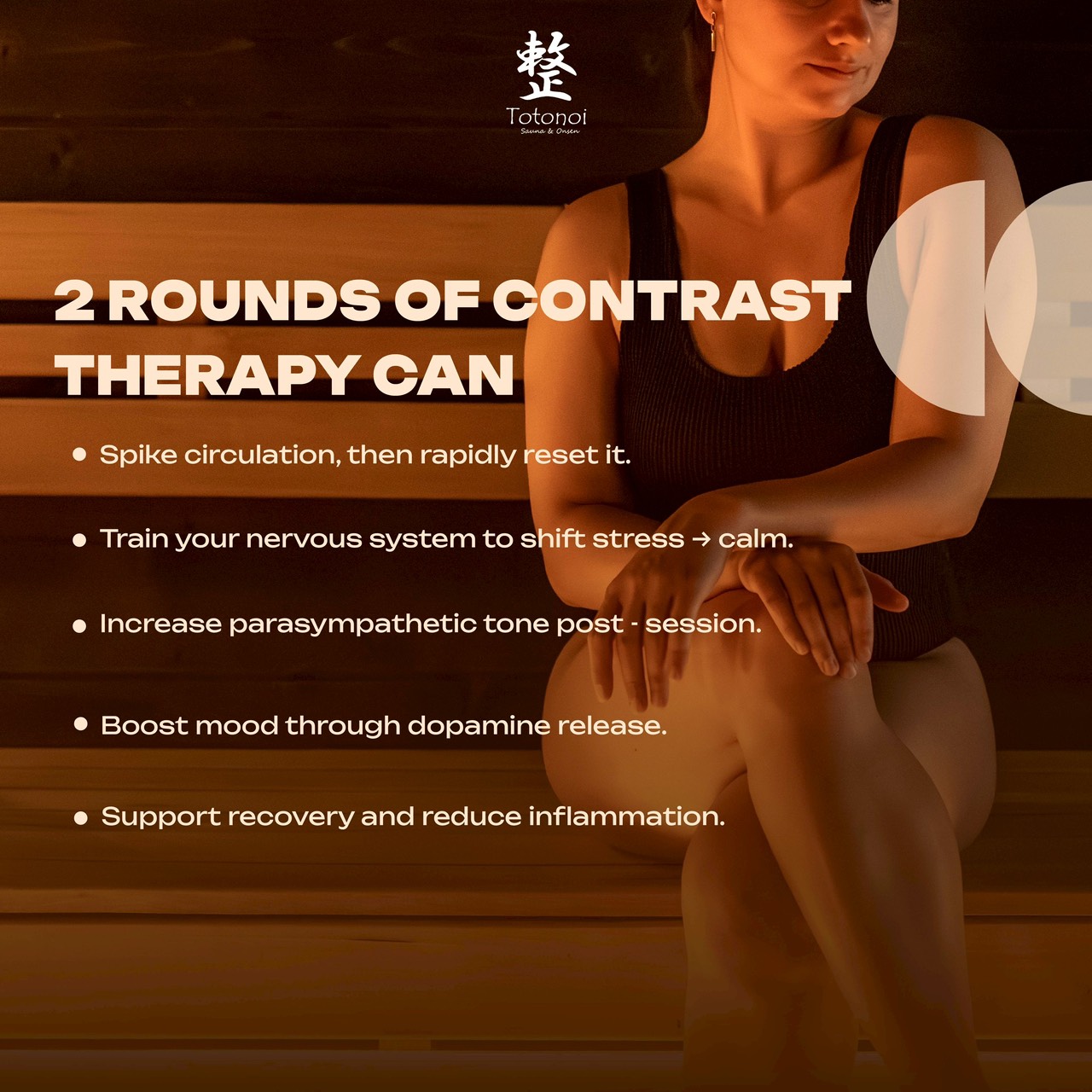 ✨♨️🧊Alternating between heat and cold is more than just a sensation—it’s a total "internal reset" for your body. Here is what happens during 2 rounds of Contrast Therapy. 🍃

🤎 Spike circulation, then rapidly reset it
🤎 Train your nervous system to shift from stress to calm
🤎 Increase parasympathetic tone post-session
🤎 Boost mood through dopamine release
🤎 Support recovery and reduce inflammation

🧖🏻‍♀️If you haven’t experienced it yet, come feel the "weightless" sensation for yourself at #Totonoi Sauna & Onsen.📥

✨♨️🧊 การสลับระหว่างความร้อนและความเย็นไม่ใช่แค่เรื่องของความรู้สึก... แต่มันคือการ "รีเซ็ตระบบร่างกาย" จากภายในอย่างแท้จริง และนี่คือสิ่งที่จะเกิดขึ้นกับคุณเมื่อทำ Contrast Therapy ครบ 2 รอบ 🍃

🤎 กระตุ้นการไหลเวียนเลือด: เร่งการสูบฉีดและรีเซ็ตระบบไหลเวียนอย่างรวดเร็ว
🤎 ฝึกระบบประสาท: ช่วยให้ร่างกายเรียนรู้วิธีเปลี่ยนจากโหมด "เครียด" เป็นโหมด "ผ่อนคลาย"
🤎 คืนความสงบให้ร่างกาย: เพิ่มการทำงานของระบบประสาทพาราซิมพาเทติกหลังจบเซสชัน
🤎 เติมความสุข: กระตุ้นการหลั่งโดพามีน ช่วยให้คุณอารมณ์ดีและสดชื่นขึ้นทันที
🤎 ฟื้นฟูและลดอักเสบ: ช่วยซ่อมแซมกล้ามเนื้อและลดการอักเสบของร่างกาย

🧖🏻‍♀️ ใครที่ยังไม่เคยลอง ต้องมาสัมผัสความรู้สึก "ตัวเบา" เหมือนได้ร่างใหม่ด้วยตัวเองที่ #Totonoi Sauna & Onsen นะ 📥

⏰ Open Daily from 10:00 AM – 10:00 PM
📍 Totonoi Sauna & Onsen
☎️ 065-820-4406
📧 saunnerpro@gmail.com
🌐 totonoisauna-onsen.com

#TotonoiSauna #Sauna #BangkokWellness #SaunaBangkok
#SaunaThailand #SaunaTime #WellnessJourney #RelaxRecharge
#JapaneseSauna #SaunaLifestyle #YOGA