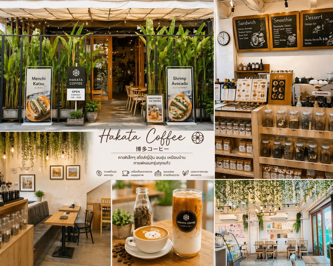 เปิดร้านแล้วนะคะ~
📌Hakata coffee Bangkok 
เปิด 8.00-20.00 ร้านหยุดทุกวันจันทร์

📌MAP https://maps.app.goo.gl/stbsuDxw4XkGBivu5?g_st=ic
☎️020370809

📍🛵สามารสั่งอาหารทางเดลิเวลี่ได้แล้ววันนี้
Grab: https://bit.ly/303QHYr
Wongnai Lineman: https://lin.ee/ieqzISN

เติมความสดชื่นให้วันสบายๆ ด้วยกาแฟหอมๆ☕️
และเมนูหวานละมุน🥤✨

นั่งชิล ถ่ายรูปเพลิน มุมสวยเพียบจะเครื่องดื่มหรือขนม ก็อร่อยครบจบที่นี่✨🥤☕️🇯🇵

แวะมาหากันได้ทุกวันนะคะ🙏🤩🎊

#HakataCoffee #คาเฟ่เปิดแล้ว #สายคาเฟ่
ห้ามพลาด# คาเฟ่ชิวๆ #คาเฟ่ญี่ปุ่น คาเฟ่ใกล้ฉัน