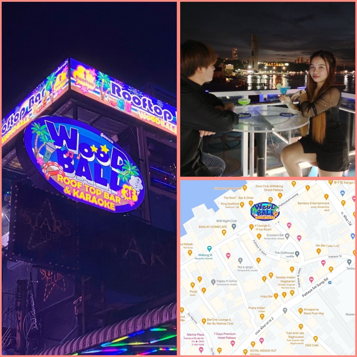 Good drinks, good food and great vibes too. Come join us at Woodball Pattaya for an amazing time. We have a rooftop bar with a beautiful view and our main lounge with non stop karaoke fun! See you soon! Our bar can be easily found across Walking Street. 😉