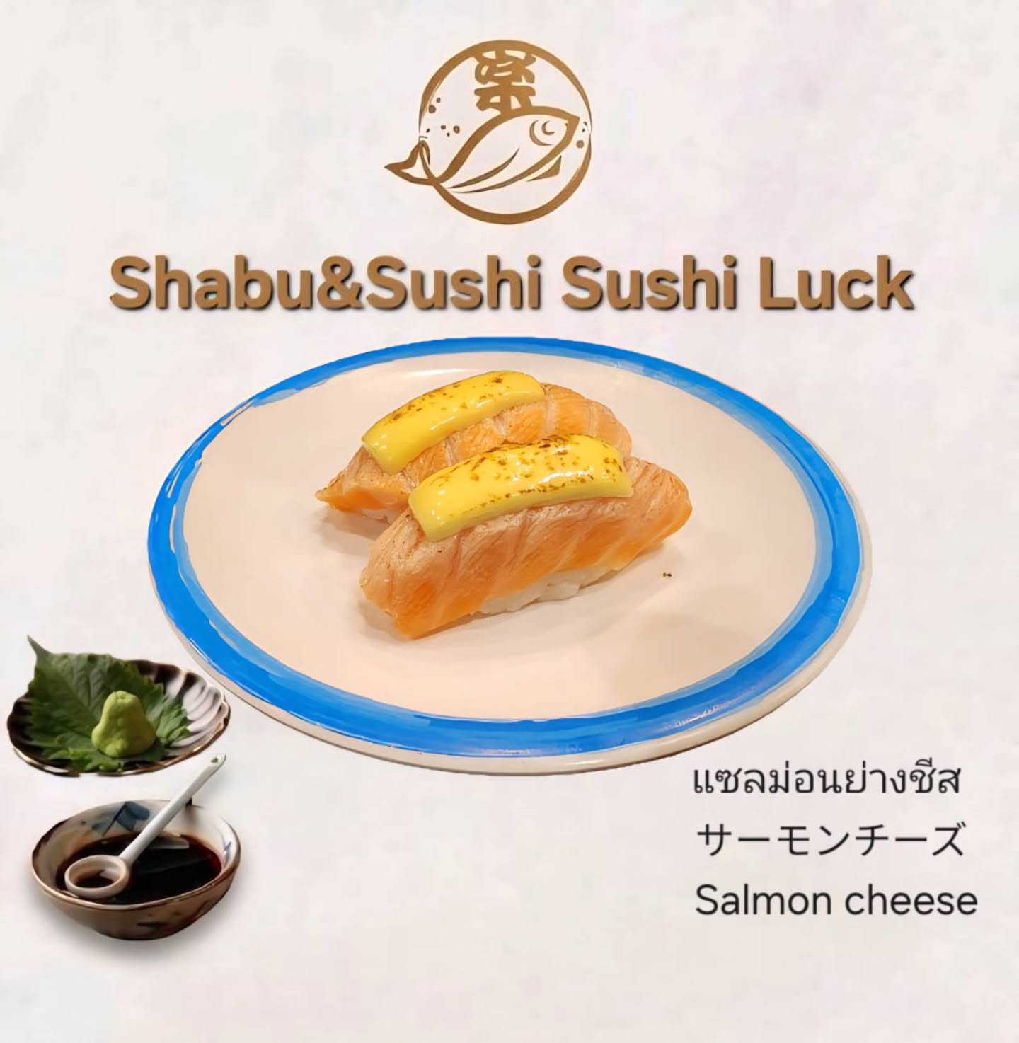 ซูชิแซลมอนย่างชีส🍣🍣

เพลิดเพลินกับรสชาติที่ผสมผสานได้อย่างลงตัวทุกคำ เมื่อแซลมอนถูกนำมาย่างอย่างพิถีพิถัน แล้วเติมชีสที่หอมละมุน บนเนื้อแซลม่อนย่าง มันเป็นประสบการณ์การสัมผัสรสชาติที่คุณไม่อยากพลาดเลยค่ะ

พร้อมแล้วหรือยังที่จะให้มื้ออาหารของคุณเปี่ยมไปด้วยความสุข เรารอเสิร์ฟซูชิให้คุณอยู่ค่ะ 🍣🍣

炙りサーモンチーズ寿司🍣🍣

一口ごとに絶妙なハーモニーを楽しめます。丁寧に焼き上げたサーモンに、香り高くまろやかなチーズをトッピング。炙りサーモンの上にとろけるチーズを乗せて、他では味わえない美味しさを体験できます。この味わいは決してお見逃しなく。

お食事のひとときを幸せでいっぱいにする準備はできていますか？私たちはあなたに寿司をお届けできるのをお待ちしています🍣🍣

Salmon sushi with grilled cheese 🍣🍣

Enjoy the perfectly blended flavors in every bite. When salmon is grilled with great care and topped with fragrant, mellow cheese on the grilled salmon, it becomes a taste experience you won't want to miss.

Are you ready to make your meal full of happiness? We are waiting to serve you sushi. 🍣🍣

#คนรักซูชิ
#แซลม่อนย่าง
#ลองทานด่วน
#อาหารญี่ปุ่น