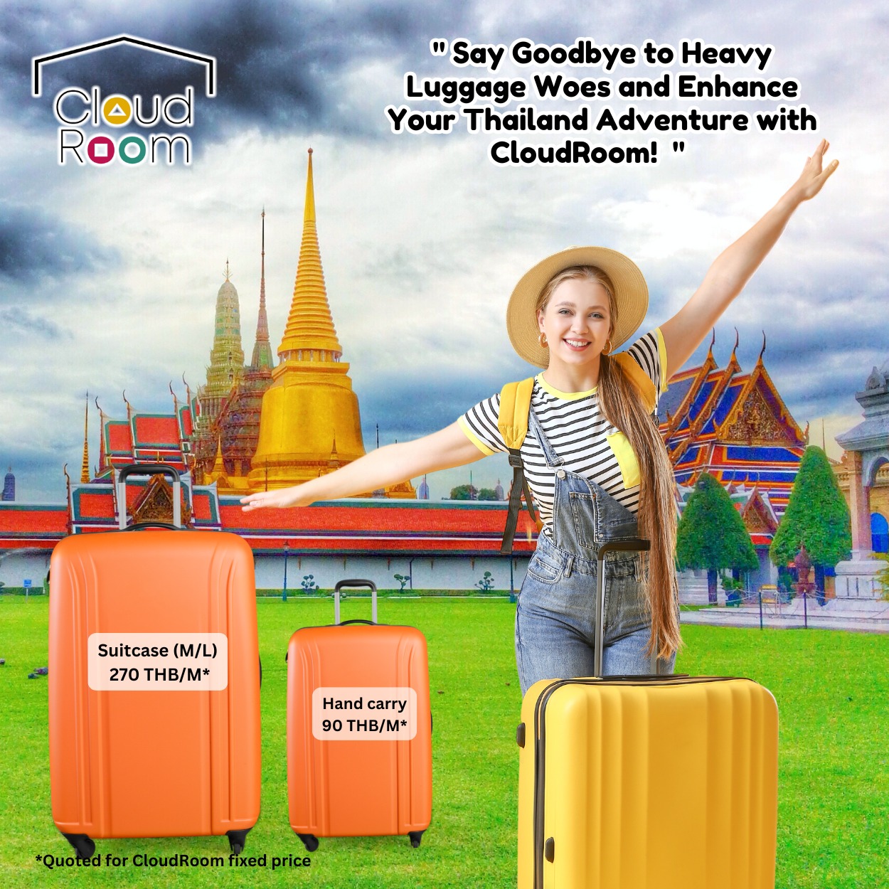 Say Goodbye to Heavy Luggage Woes and Enhance Your Thailand Adventure with CloudRoom!

CloudRoom storage facility is situated nearby the BTS Bangchak (E10) station.🚆(2-min walk)

More information contact us by LINE official account : @cloudroom

#SelfStorageForTourist #ThailandTravel
#SelfStorage #NewNormalStorage #CloudRoom #SmartSelfStorage #CoSharingStorage #Luggage #TravelInThailand #AmazingThailand #Travel #Bangkok #ThailandTrip #Tourism