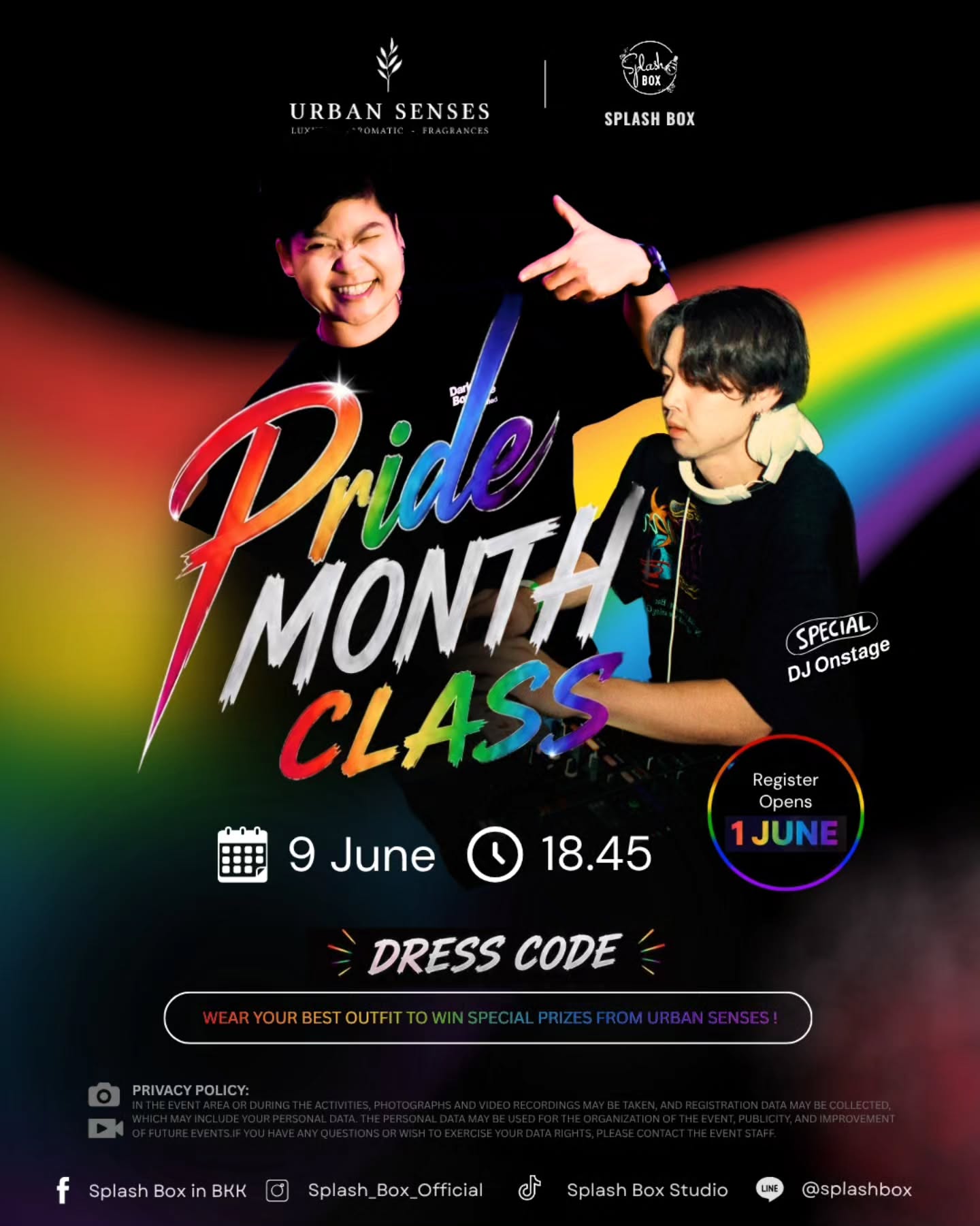 🌈✨ CELEBRATE PRIDE AT SPLASH BOX! ✨🌈

@urbansensesofficial and Splash Box are teaming up to celebrate Pride Month with high energy vibes, a live DJ, and amazing giveaways! 🥊🎶

📅 PRIDE CLASS SCHEDULE:

- Tue 9 June @ 18:45 🌟 SPECIAL: Live DJ Onstage! (Registration opens 1 June)

- Sat 13 June ⏰​ 11:45 AM
- Fri 19 June ⏰​ 20:15 PM
- Mon 22 June ⏰​ 17:15 PM
- Tue 30 June ⏰​ 18:45 PM

🎁 EVERYONE WINS:
⚡ Normal Prize: Every single person attending a Pride Class gets a FREE Urban Senses Essential Oil Roller!

🏆 Special Prize: Wear your best, most colorful Pride outfit for a chance to win an Urban Senses Special Gift Set + a 1,000 THB Splash Box Discount Coupon!

🔥 LGBTQ+ PRIDE SPECIAL (NEW MEMBERS):
We are giving away 5 FREE SPOTS for our LGBTQ+ Community!

👉 How to join:
1) Follow IG: @Splash_Box_Official & @urbansensesofficial
2) Share this post to your IG Story.
3) DM your screenshot to our LINE Official: @SplashBox

Spots are limited. Book your class, plan your outfit, and let's ride with pride! 🏳️‍🌈⚡

Book Now
👇Line Official : @ splashbox
_________________________
🥊 Splash Box Studio
📌 Marche’ Thonglor, Building A, 5M Floor
🕘 Opening hours : 9:00 to 22:00
🚿 Full Amenities Provided (Rental Sportswear, Rental Gloves, Rental Towels, Toiletries & Skincare)

#Splashbox #DarkBeatBoxercise
#UrbanSenses
#DefineYourMood
#YourEverydayScent​