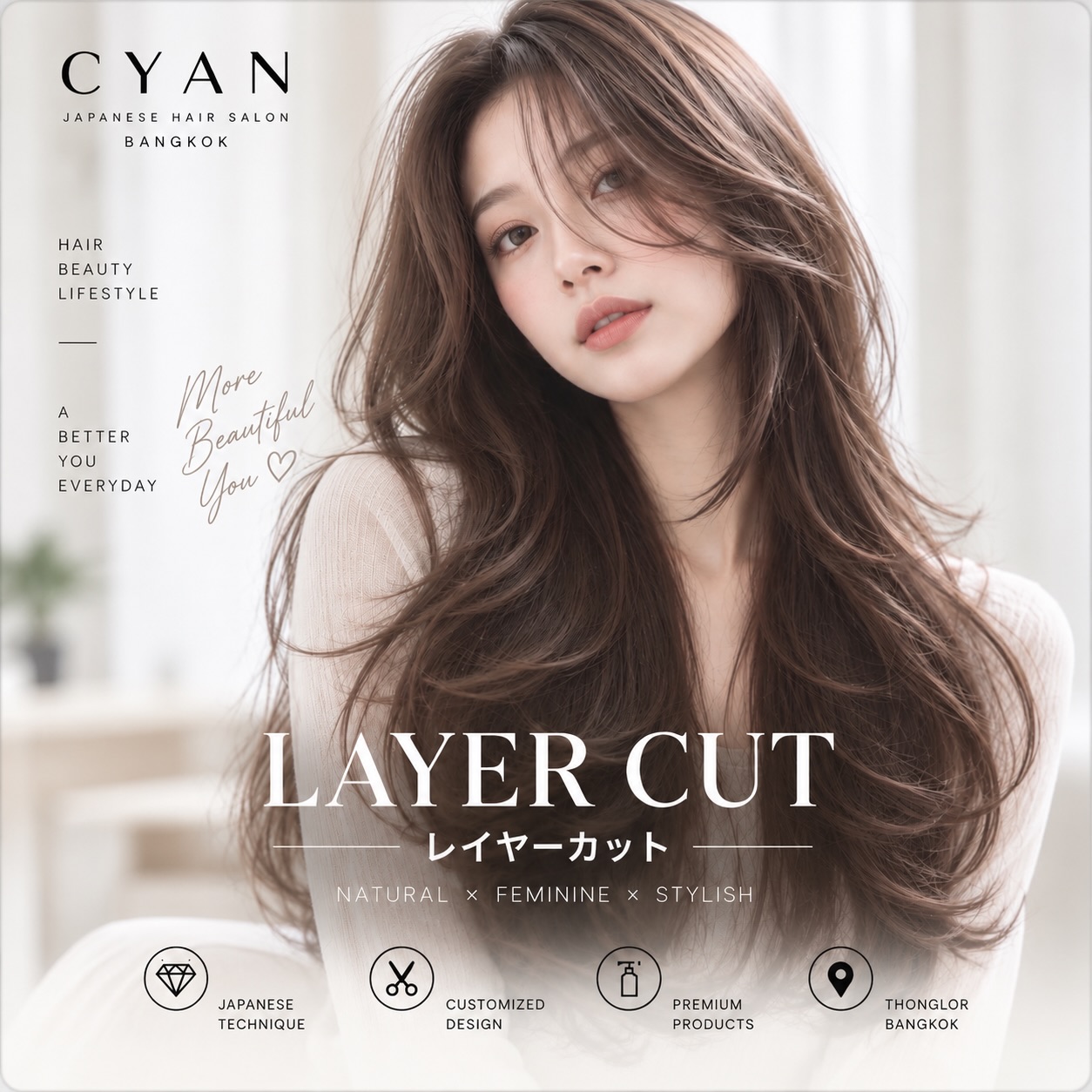 ✨ Find Your Perfect Hair at CYAN Hair Glam ✨

Looking for a fresh new look in Bangkok? 🤍
At CYAN Hair Glam, we create Japanese-inspired hairstyles designed to complement your face, personality, and lifestyle.

✂️ Japanese Layer Cut
🎨 Hair Color & Design
✨ Highlights & Balayage
〰️ Perm & Straightening
🤍 Professional Hair Treatments

From soft, airy layers to a complete hair transformation, our stylists are here to help you discover a style that feels beautifully you.

📍 CYAN Hair Glam | Thonglor Soi 11, Bangkok
📩 DM us to book your appointment

Your hair. Your style. A more confident you. ✨

#CYANHairGlam #JapaneseHairSalon #BangkokHairSalon #ThonglorSalon #JapaneseLayerCut LayerCutBangkok HairColorBangkok BangkokHairstylist ThonglorHairSalon
