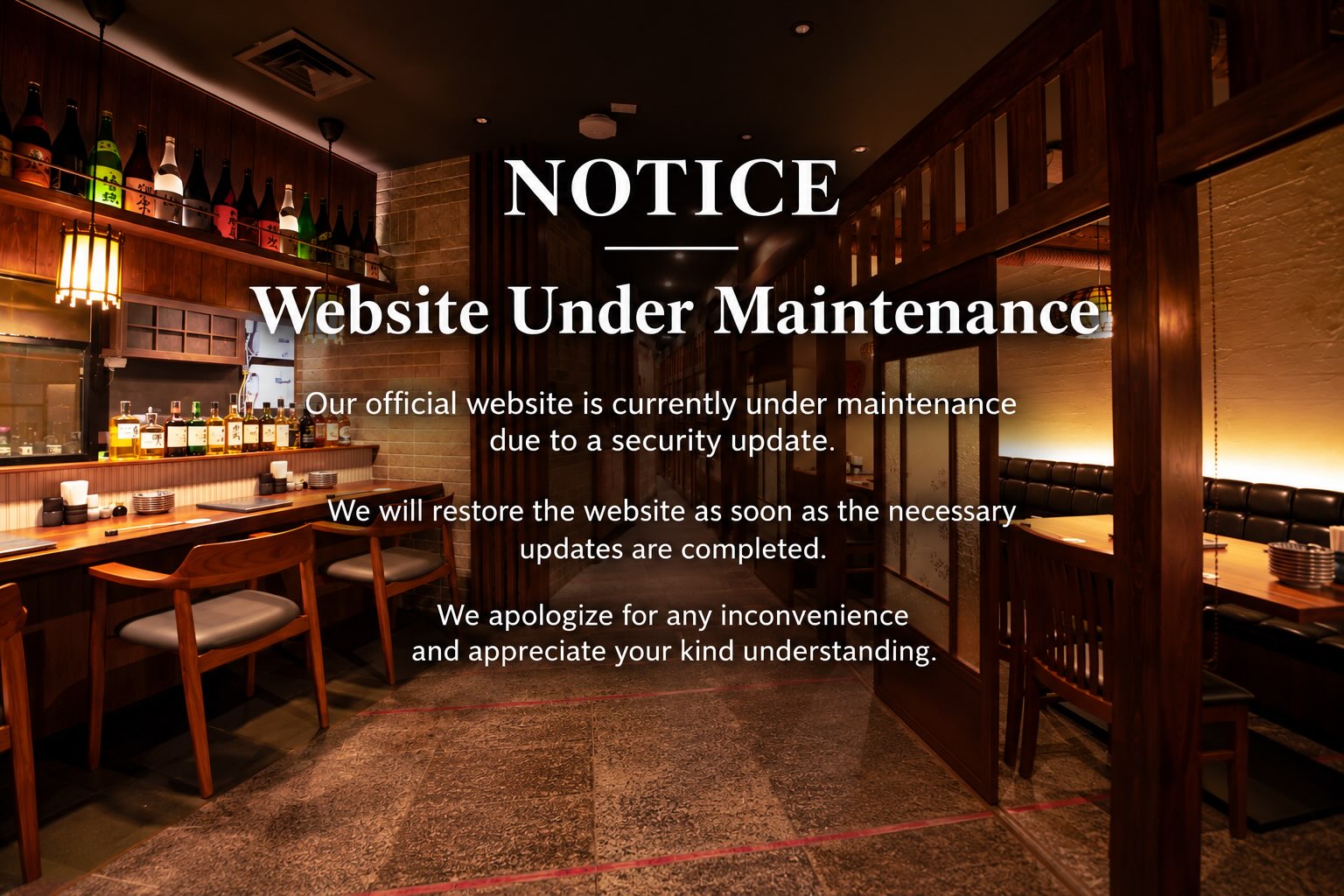 【公式ウェブサイト一時停止のお知らせ】

平素より当店をご愛顧いただき、誠にありがとうございます。

現在、ウェブサイトで使用されているプログラミング言語「PHP」において、重大なセキュリティ上の脆弱性が報告されております。

これを受け、お客様に安心してご利用いただける環境を維持するため、当店の公式ウェブサイトを一時的にメンテナンスモードとさせていただいております。

サーバー管理会社による安全確認および必要な対策が完了次第、通常公開を再開する予定です。

お客様にはご不便、ご迷惑をおかけいたしますが、安全確保のための措置となりますので、何卒ご理解賜りますようお願い申し上げます。

### Notice of Temporary Website Maintenance

Thank you for your continued support and patronage.

A serious security vulnerability has recently been reported in PHP, a programming language widely used by websites.

As a precautionary measure to ensure the safety and security of our website, we have temporarily placed our official website in maintenance mode.

Our website will be restored once our server management provider has completed the necessary security updates and confirmed that it is safe to resume normal operations.

We sincerely apologize for any inconvenience this may cause and greatly appreciate your kind understanding.

**Please note that our restaurant remains open and operates as usual.** For reservations or inquiries, please contact us by phone.
#jidoricuisineken